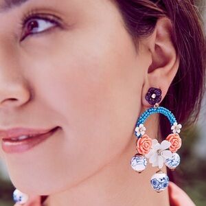 Chloe + Isabel Kyoto Floral Blue and Pink Statement Earrings
